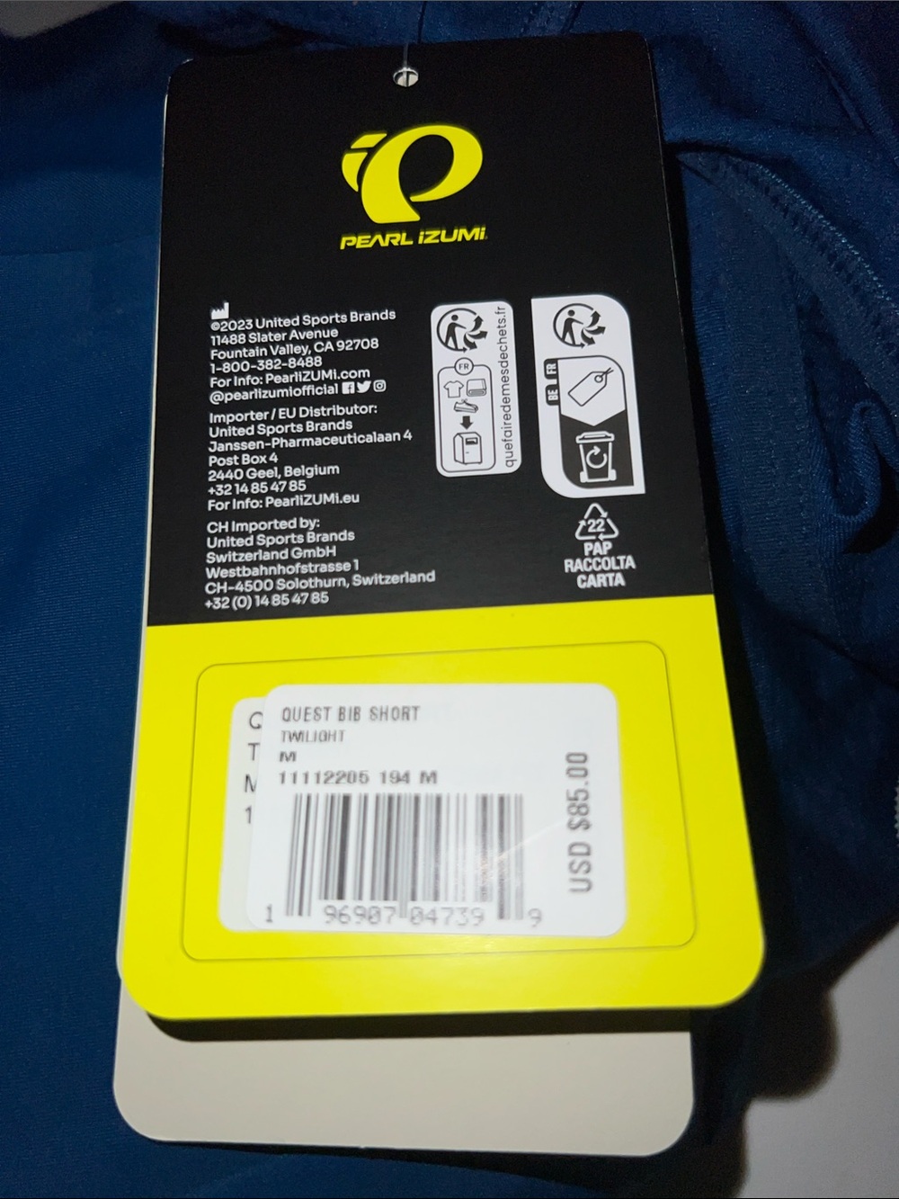 Pearl Izumi Cycling Quest Bib Shorts Men's Medium Twilight Blue - Picture 5 of 15